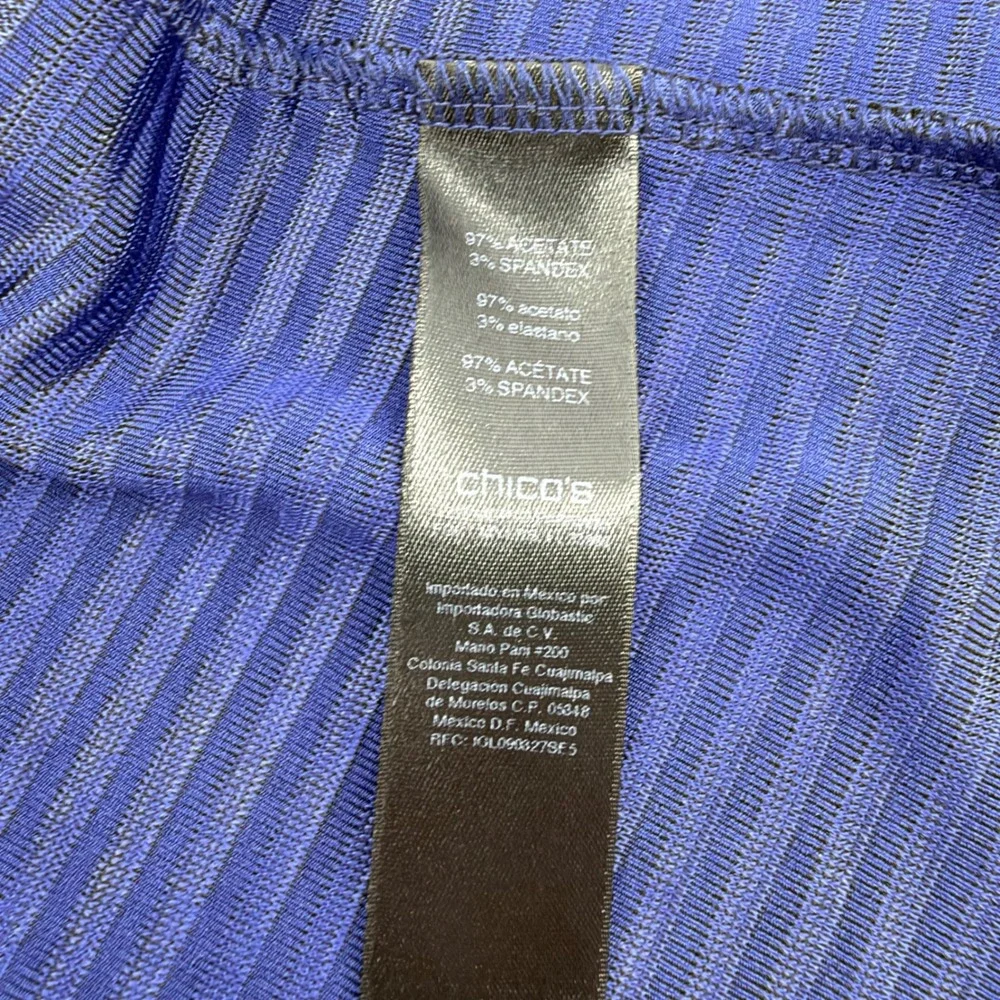 Chico's Travelers Womens 0 Small Blue Open Front Cardigan Ribbed Draped Jacket